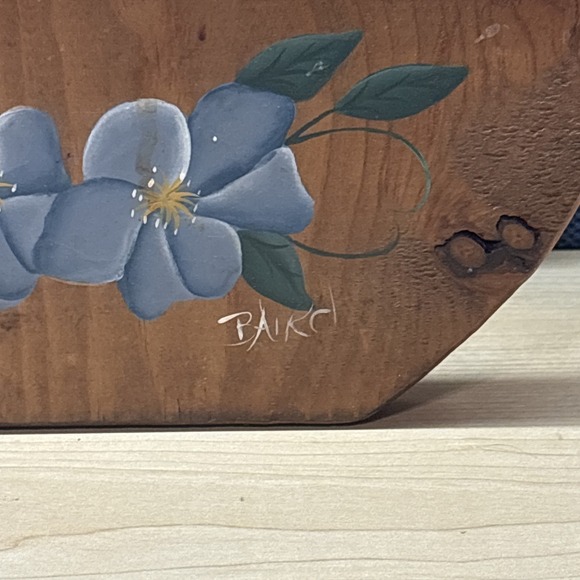 Vintage Wood China Wall Shelf Plate Rack Display Farmhouse Flower Painted. - Picture 4 of 15